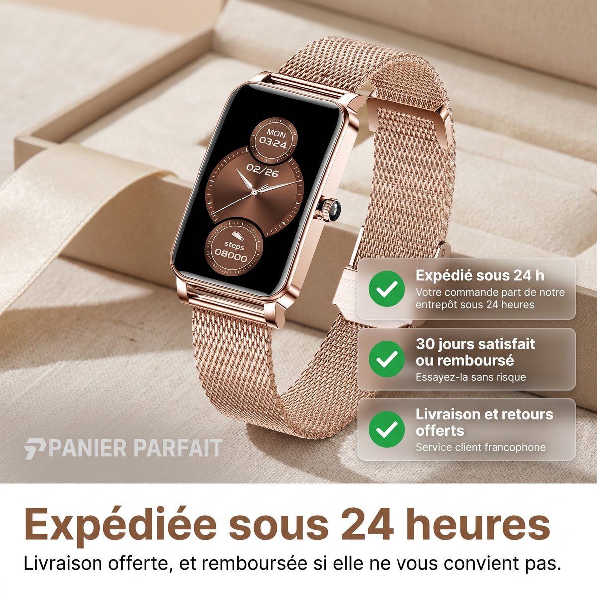 Smartwatch Féminine Ultra Élégante - Santé, Fitness et Style au Quotidien