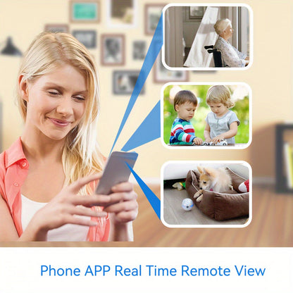 Caméra de Sécurité WiFi  - Détection de Mouvement & Vision Nocturne, Recharge USB, Surveillance Intérieure pour Animaux, Enfants, Nounous avec Contrôle via Application