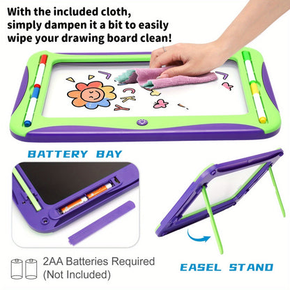 Tablette à Dessin LED pour Enfants 3+ | Planche Lumineuse avec Cartes Double Face et Stylos Lumineux | Jouet Créatif et Éducatif, Cadeau d'Anniversaire ou Noël - Vert et Rouge Rose