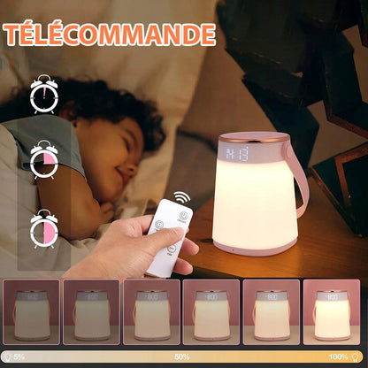 Veilleuse LED Rechargeable avec Télécommande pour Bébé - Affichage Heure et Température