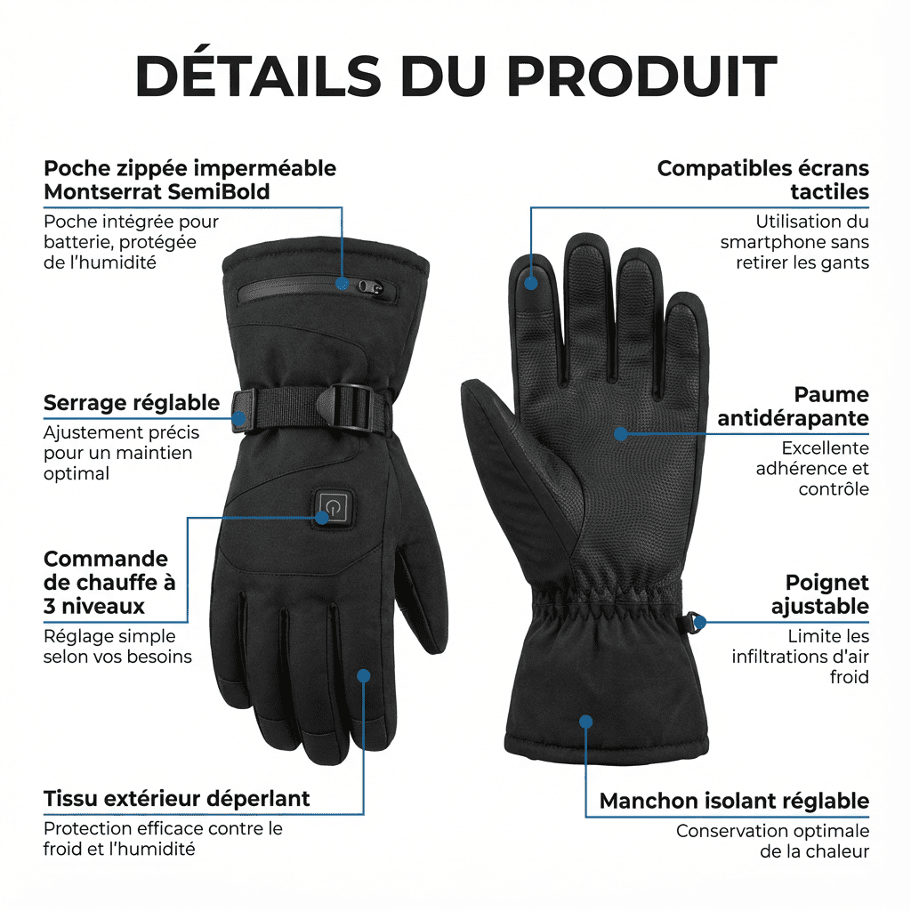 WarmTech - Gants Chauffants Rechargeables