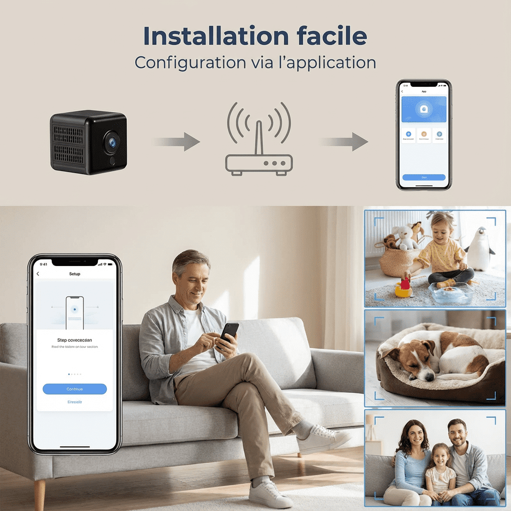 Mini Caméra de Sécurité WiFi sans fil 1080P Discrète & Connectée