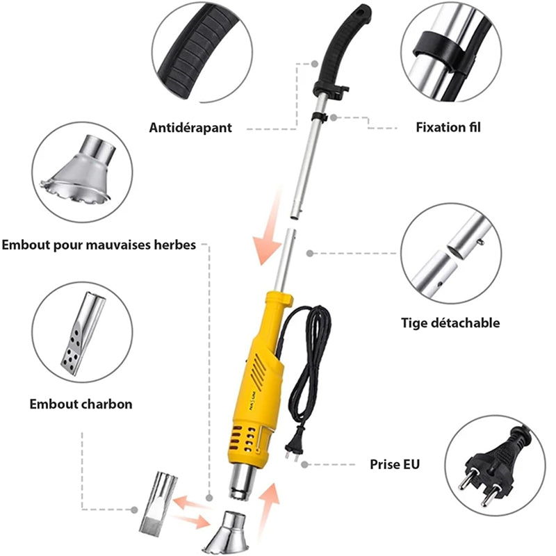 Désherbeur Électrique Thermique 2000W - Brûleur de Mauvaises Herbes à 600°C