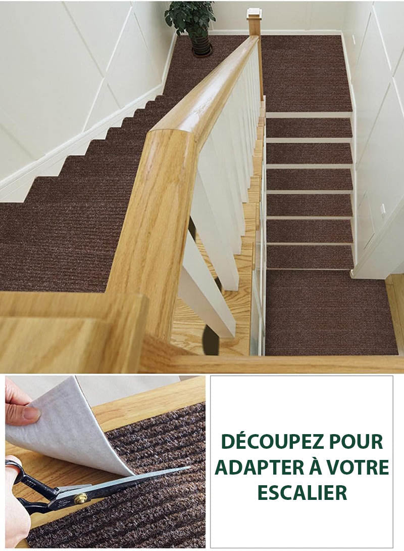 Tapis d'Escalier Antidérapants avec Adhésif - Lot de 15 pièces