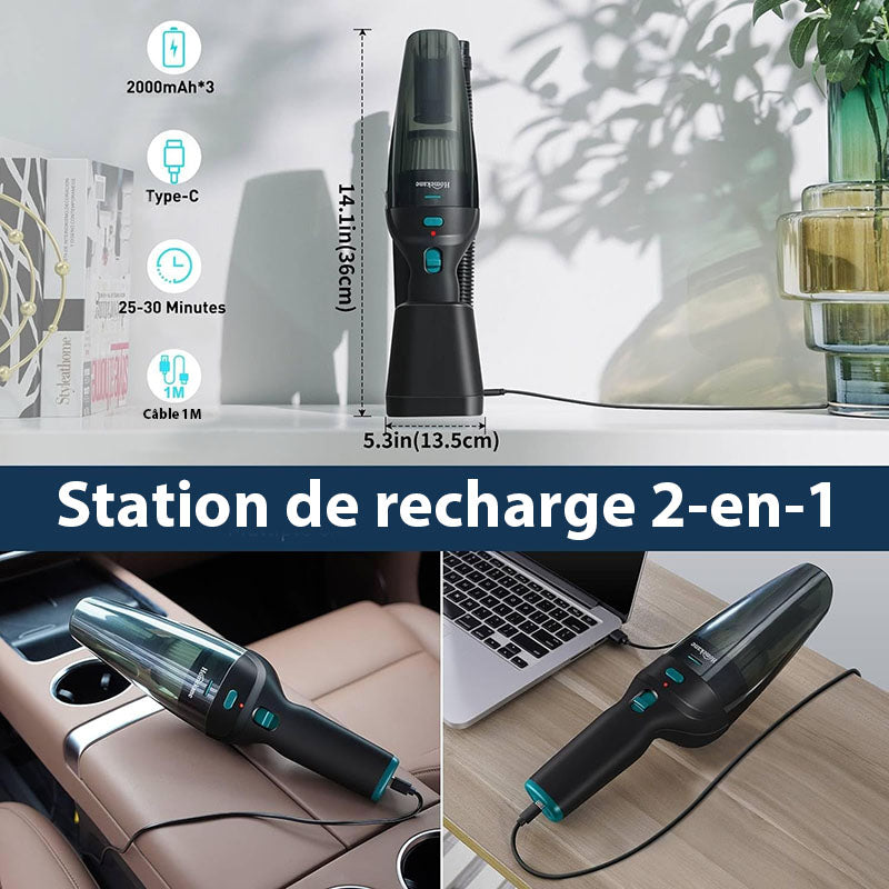 Aspirateur à Main Portable Puissant et Sans Fil avec Station de Recharge