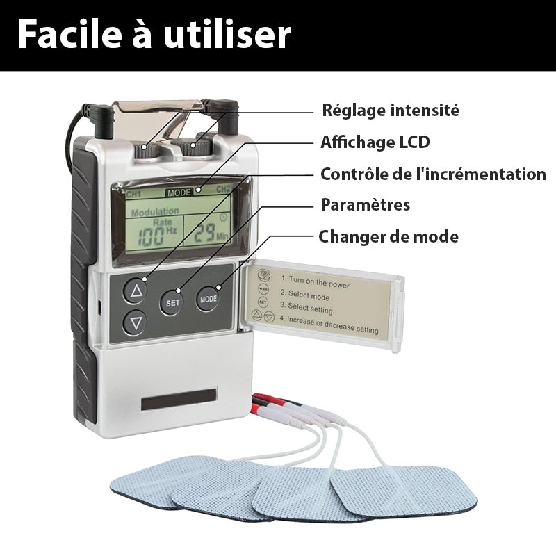 Électrostimulateur Musculaire pour Soulager les Douleurs Dorsales Cervicales Épaules Sciatiques et Nerveuses