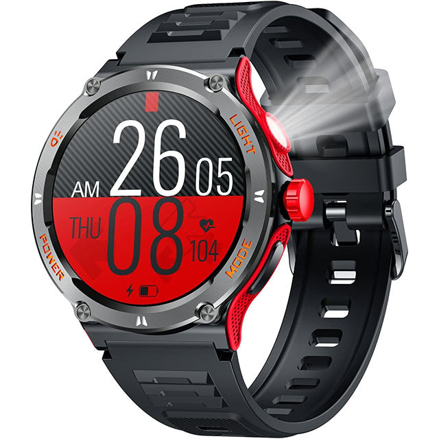 Montre Sport Connectée pour Homme avec Écran HD Torche LED et Boussole