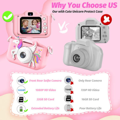 Appareil photo numérique enfant Licorne pour filles 1080p l 3, 4, 5, 6 ans