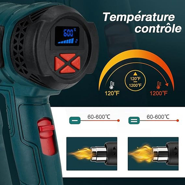 Décapeur Thermique Professionnel 2000W - 600°C avec Température Réglable et 4 Buses