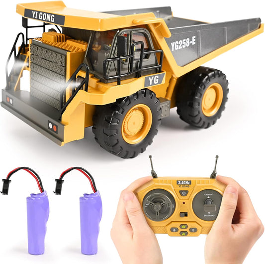 Jouet d'Excavatrice Télécommandée | Excavatrice RC à 680° avec 2 Batteries, Pelle en Métal, Lumières/Sons pour Enfants de 3 à 8 Ans