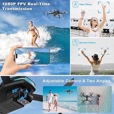 Drone avec Caméra 1080P HD FPV - Drone Pliable pour Débutants et Enfants