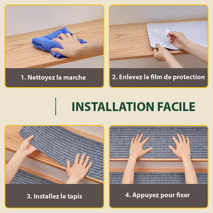 Tapis d'Escalier Antidérapants avec Adhésif - Lot de 15 pièces