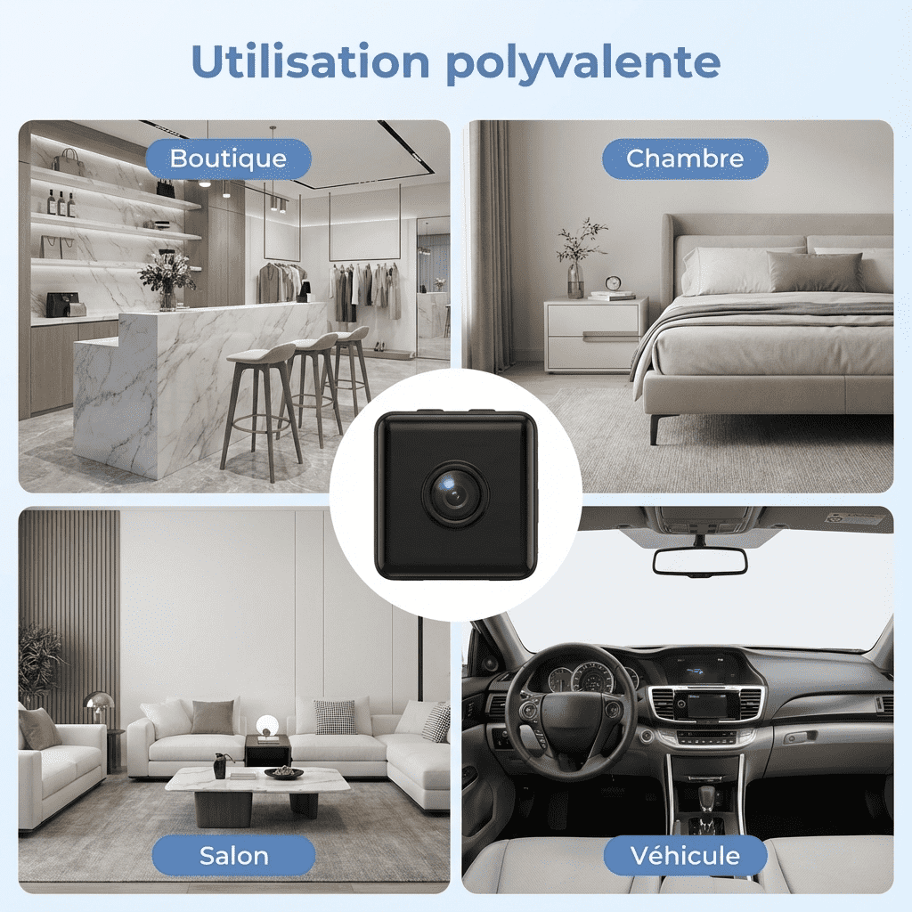 Mini Caméra de Sécurité WiFi sans fil 1080P Discrète & Connectée