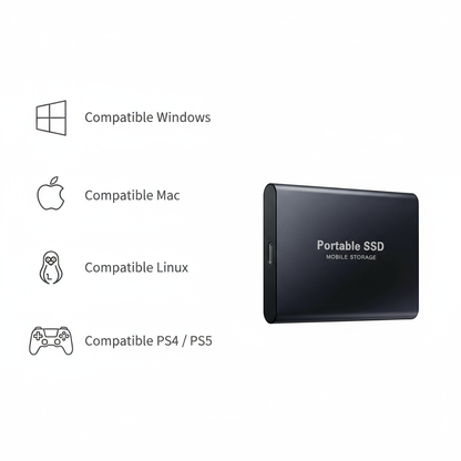 Disque Dur Externe SSD Ultra-Rapide - Stockage Compact et Haute Capacité