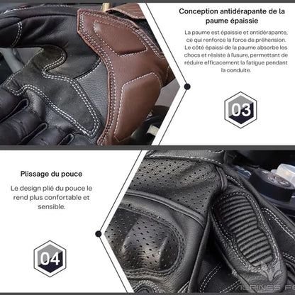 Gants de Motocross Vintage en Cuir