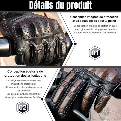 Gants de Motocross Vintage en Cuir