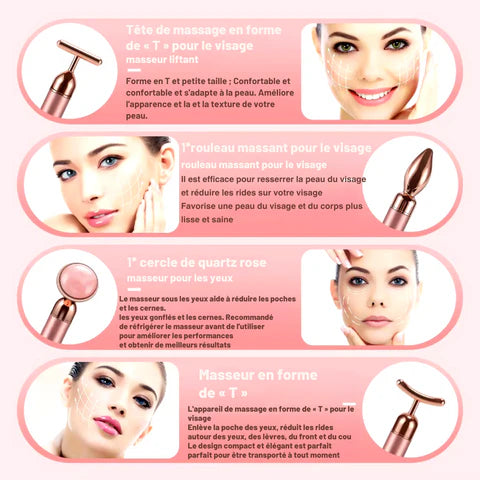 Rouleau Jade Vibrant Lifting Visage 5 en 1