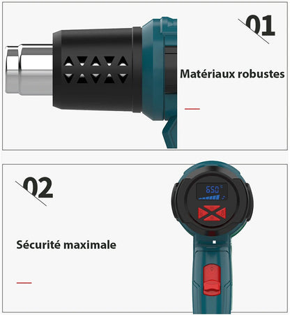 Décapeur Thermique Professionnel 2000W - 600°C avec Température Réglable et 4 Buses