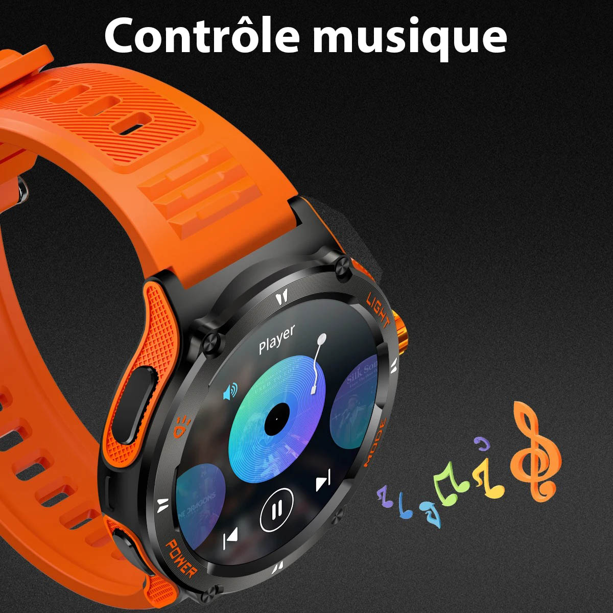 Montre Sport Connectée pour Homme avec Écran HD Torche LED et Boussole