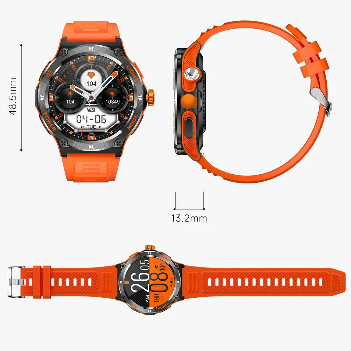 Montre Sport Connectée pour Homme avec Écran HD Torche LED et Boussole