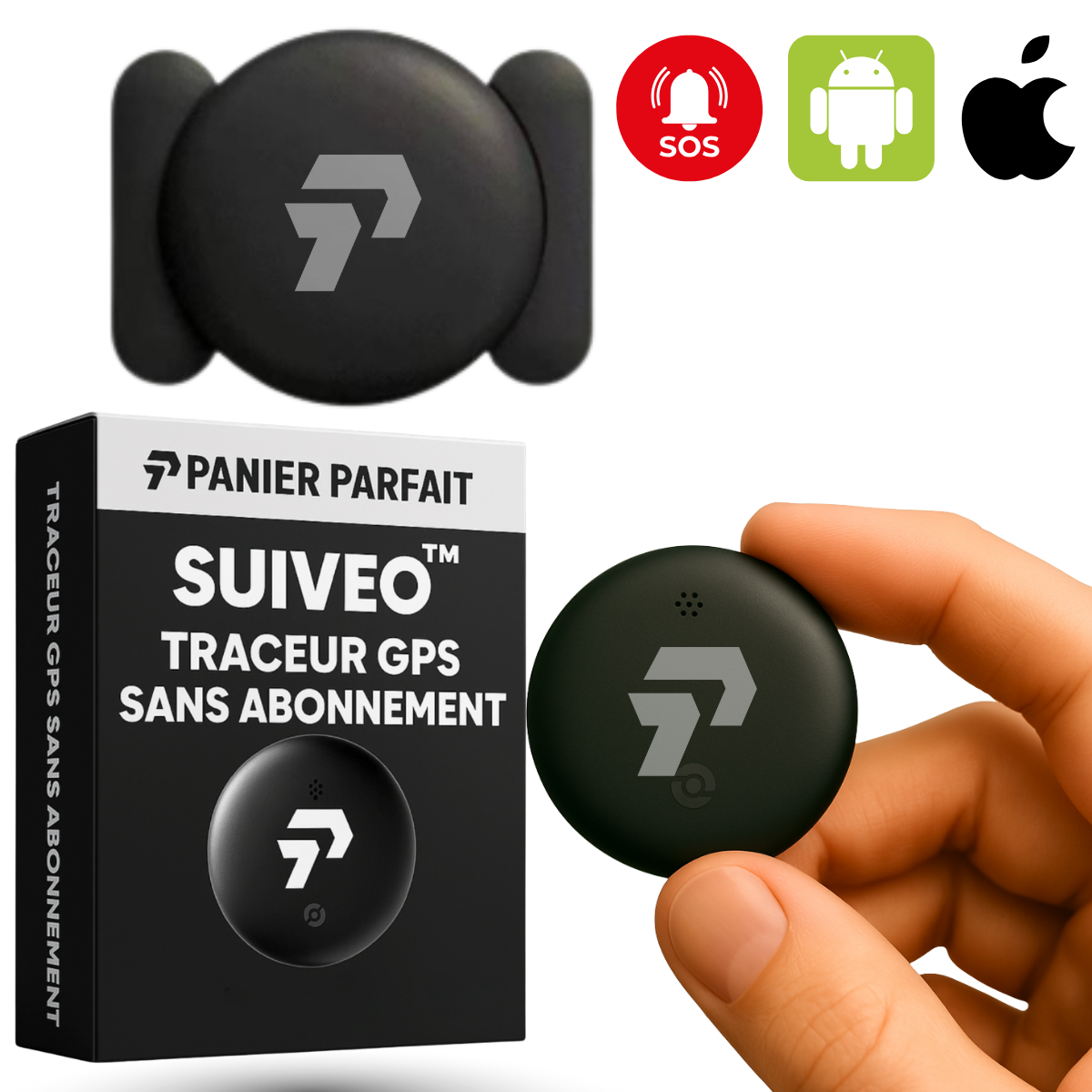 Suiveo™ – Traceur GPS Sans Abonnement, Compatible Android & iOS