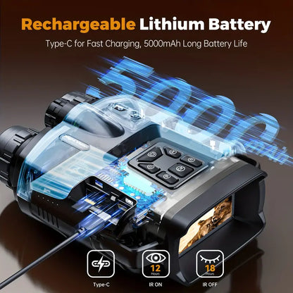 Monoculaire à Vision Nocturne Infrarouge 8x Zoom | Jumelles avec Batterie Intégrée de 5000mAh