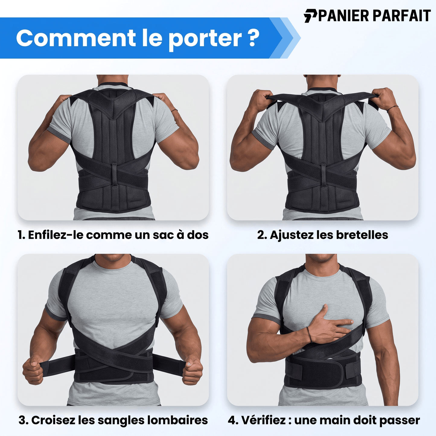 Correcteur de Posture avec Soutien Lombaire Intégré