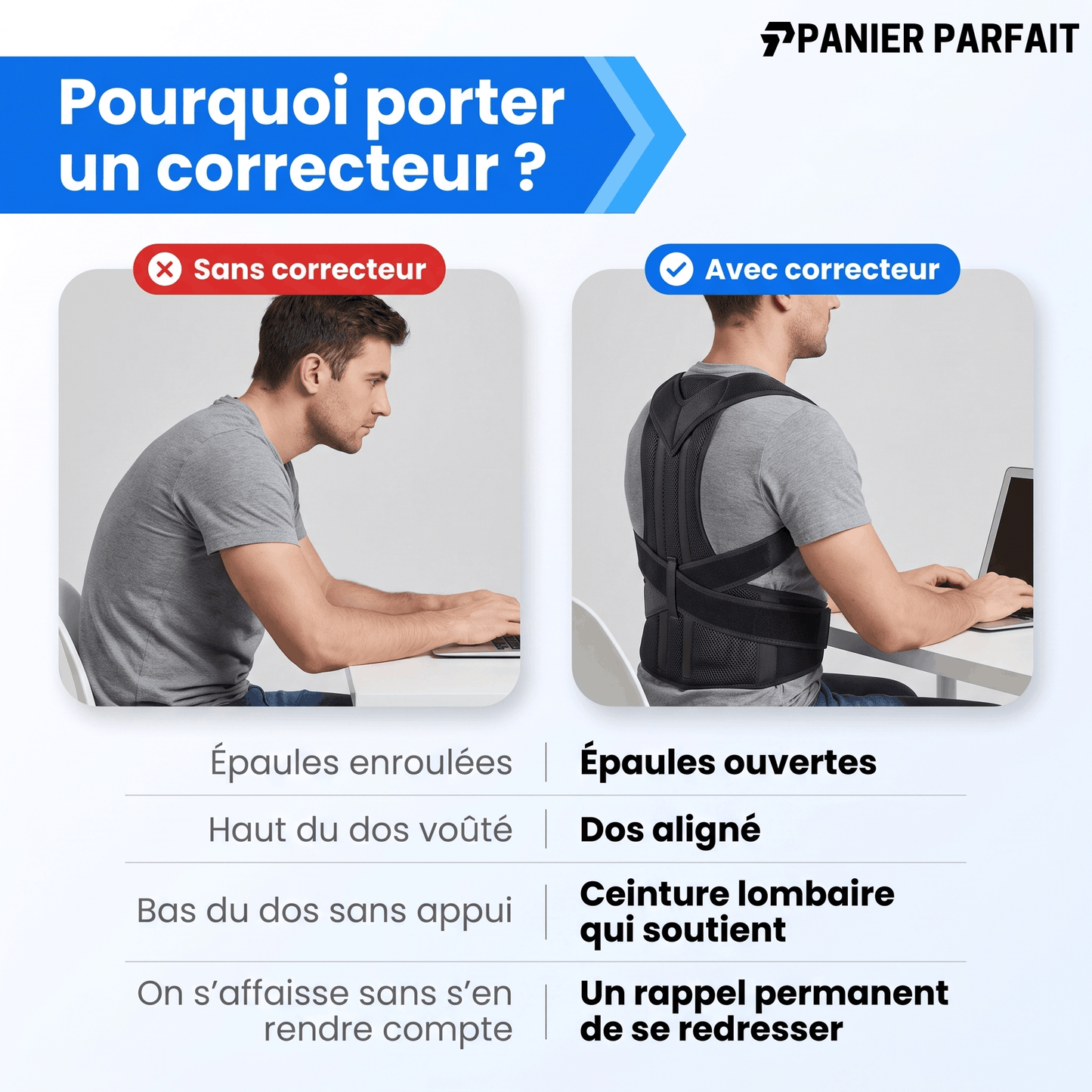 Correcteur de Posture avec Soutien Lombaire Intégré
