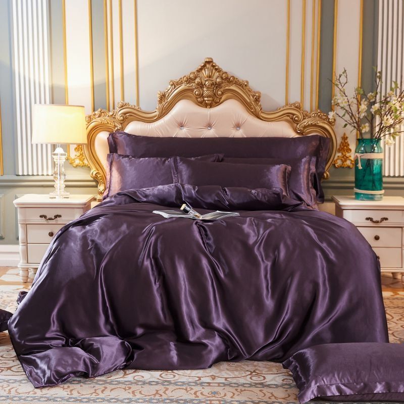 Luxe Set (4 pièces) en Satin de Soie - Housse de Couette, 2 Taies d’Oreiller et Drap