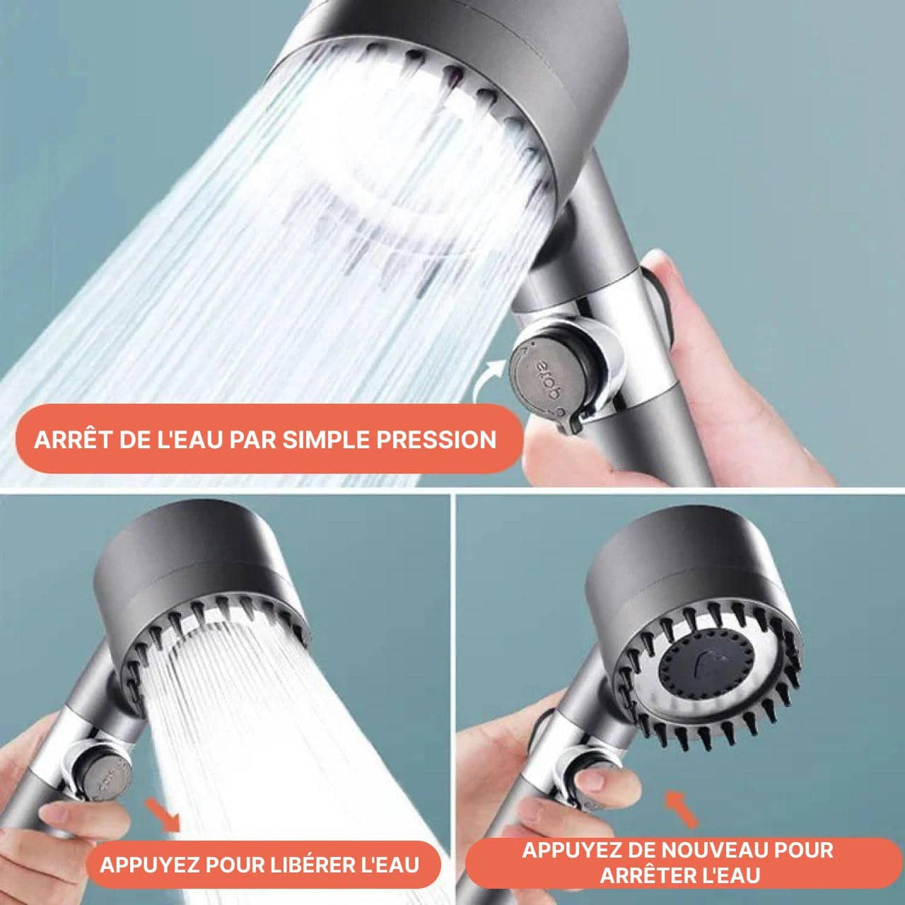 Pommeau de Douche économique Haute Pression 4 En 1